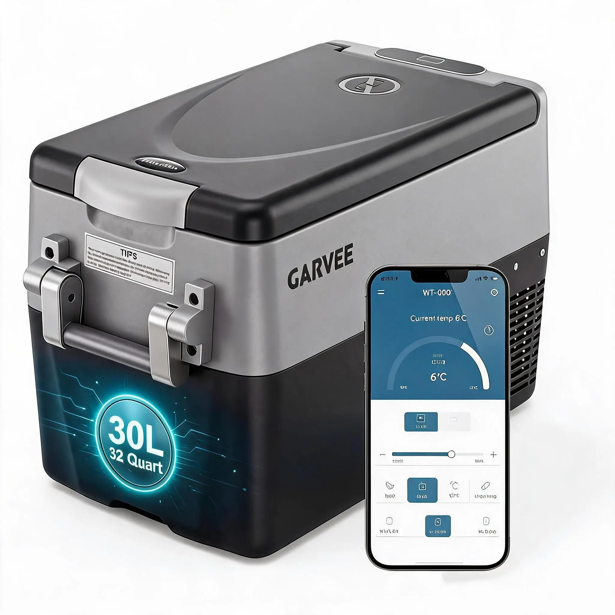 Dual Zone 12V Car Refrigerator Freezer – 32QT Portable Cooler with App Control, Metal Basket, AC/DC Powered, Fast Cooling for Car, RV, Truck, Camping