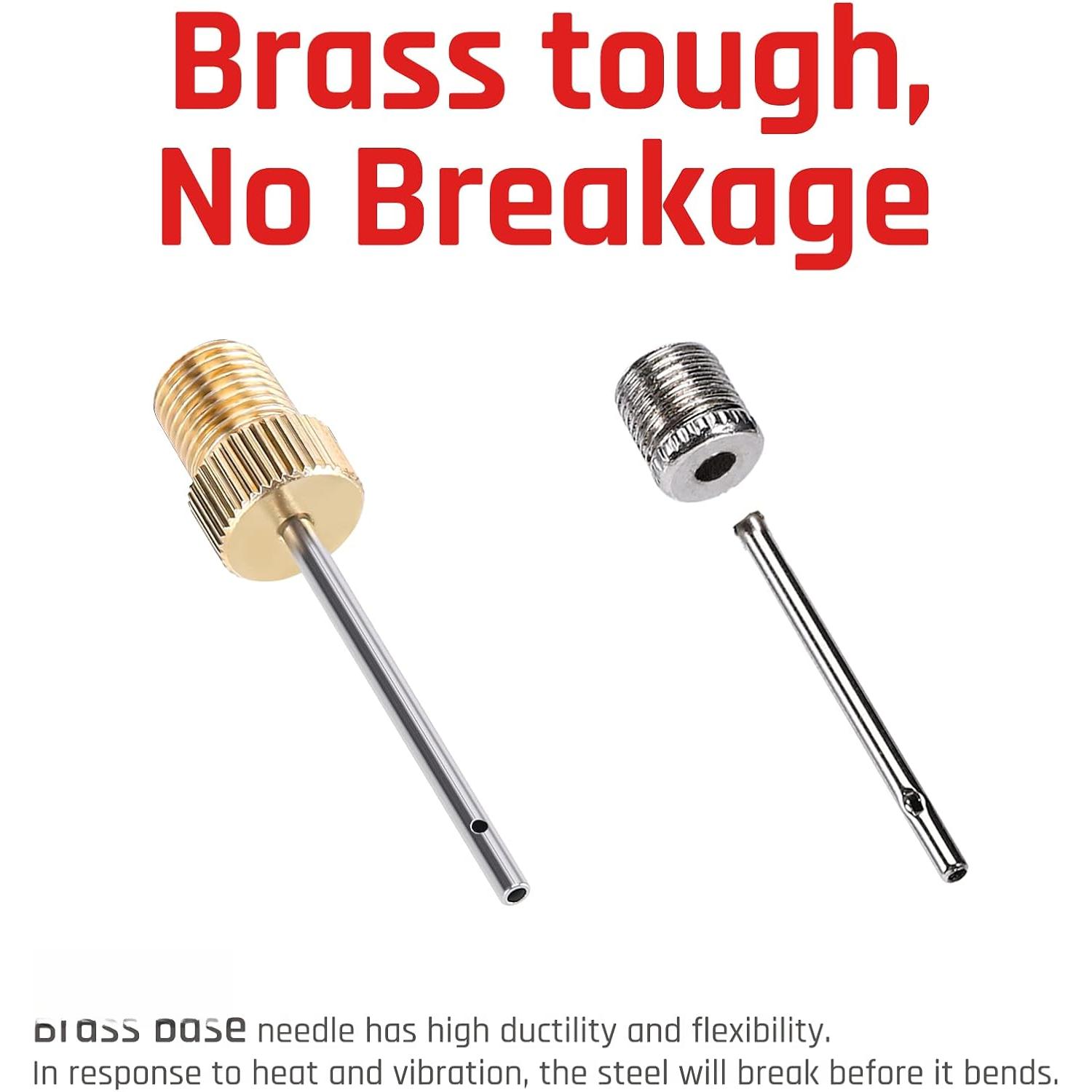 Brass Ball Pump  with Storage Case, No Break Heavy Duty Air Pump  for Balls, Stainless Steel