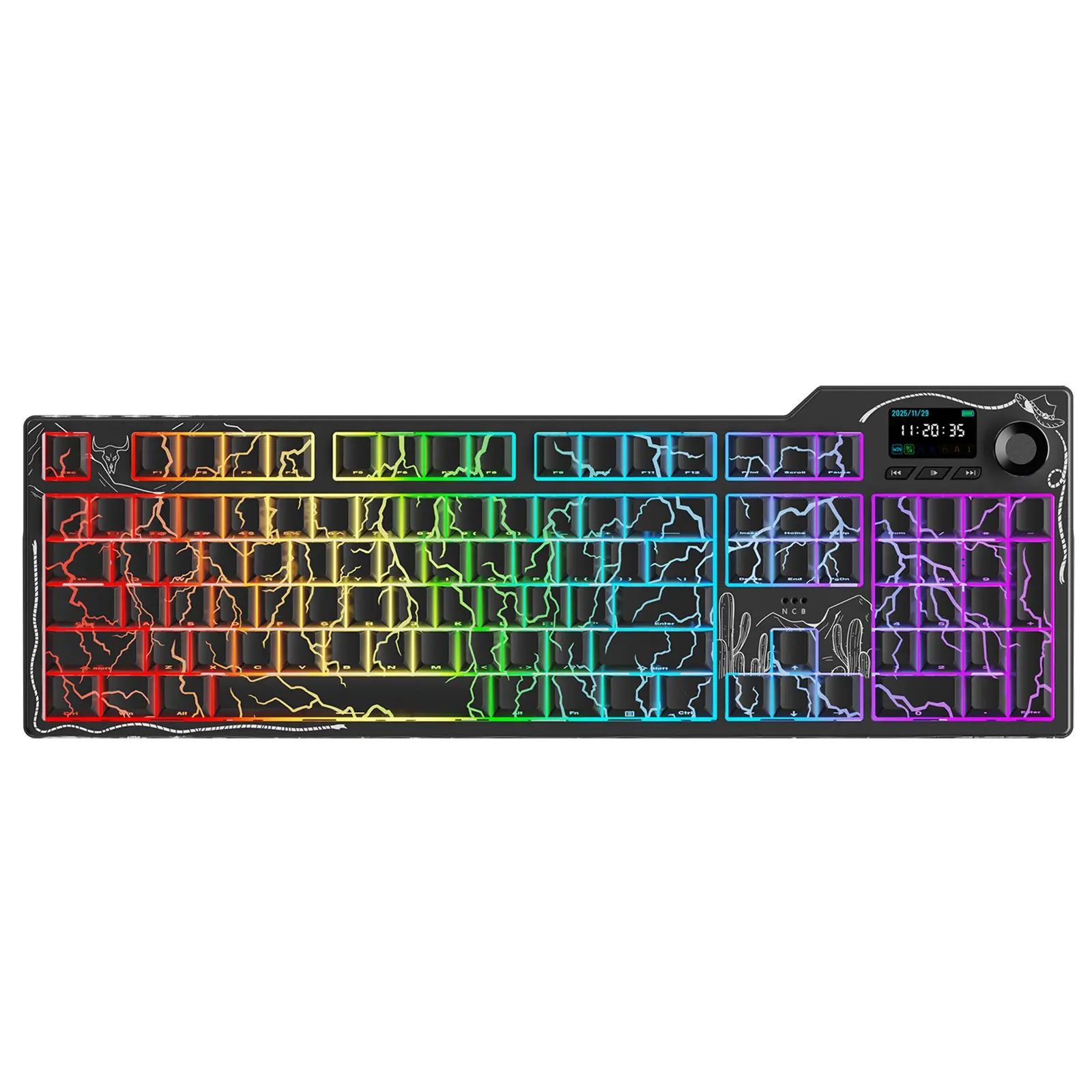 AJAZZ AK35I V4 wireless game machine keyboard avocado switch 1.14 inch TFT screen the third mock examination computer office machine keyboard side carved heat sublimation lightning QMK RGB DIY support multi system for games and office
