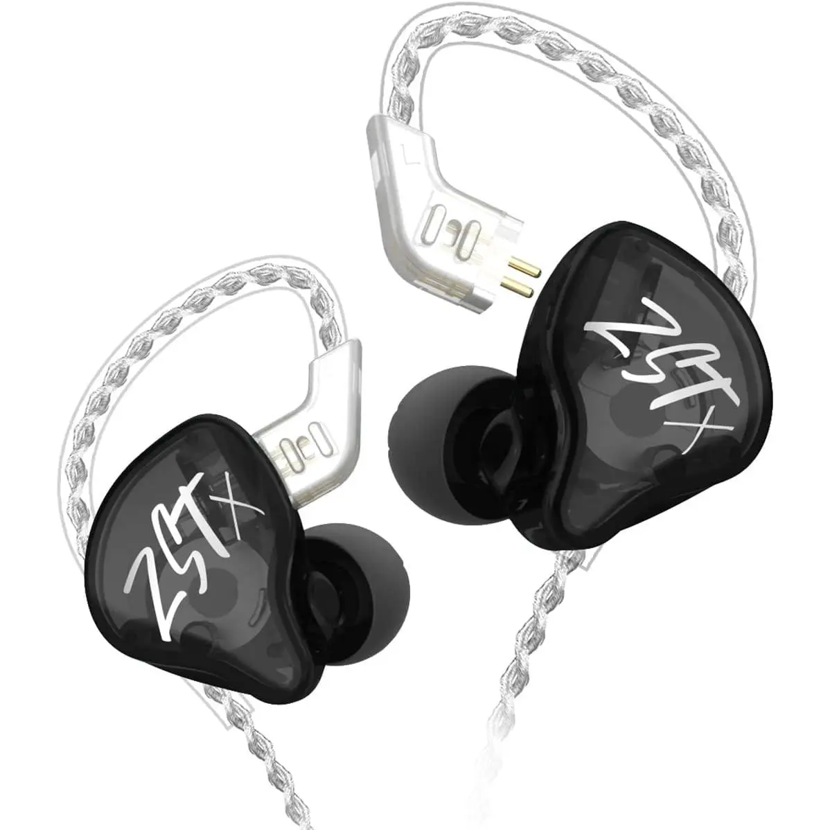 KZ ZST X Hybrid in-Ear Earphones, Black | HiFi Musician  Earbuds, Detachable 2-Pin , 10mm DD+BA, Noise-Isolating, In-Ear Headphones, Gaming IEM