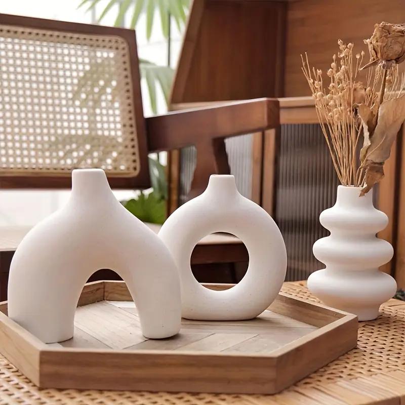 Ceramic Vase, 3 Counts/set Boho Style Irregular Shaped Vase, Modern Flower Arrangement Vase, Decorative Flower Vase, Home Decor Supplies for Living Room Bedroom Dining Room