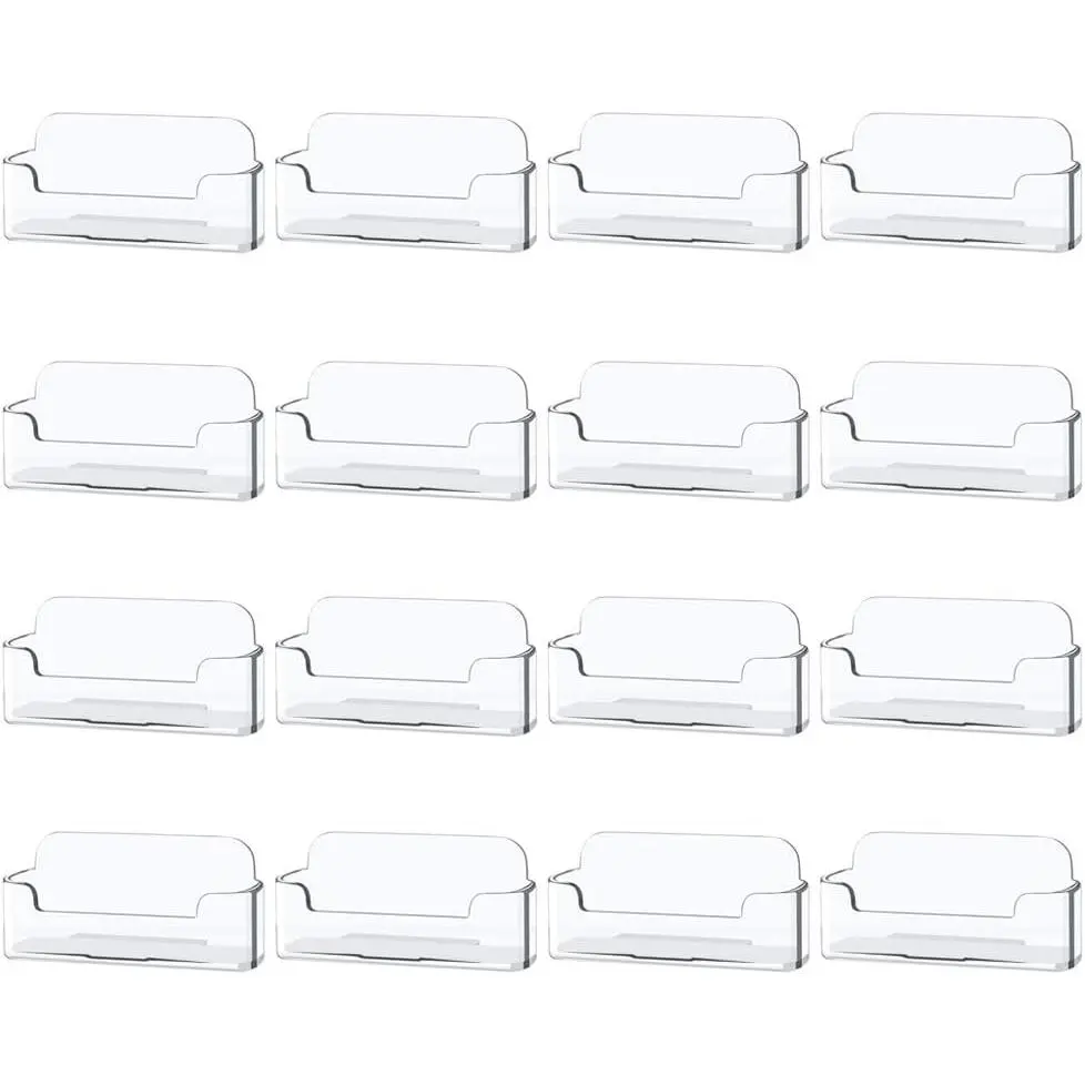 16 Pack Clear Desktop Business Card Holder Display, Plastic Business Card Stand for Office