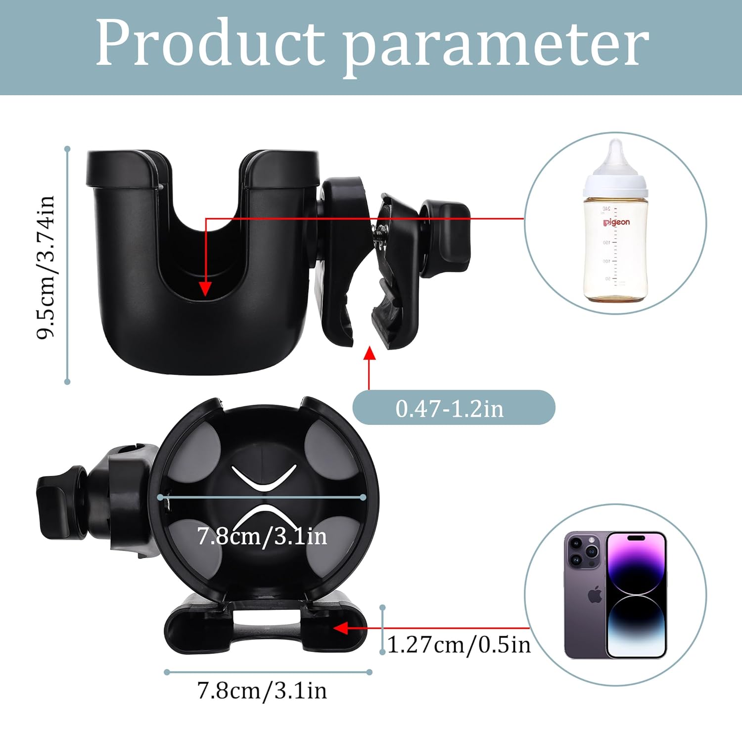 Universal Cup Holder, Adjustable Drink Holder with Phone Holder for , , Walker, , Scooter, Gifts for Family Member. Universal Cup Holder, Adjustable Drink Holder with Phone Holder for , , Walker, , Scooter, Gifts for Family Member.