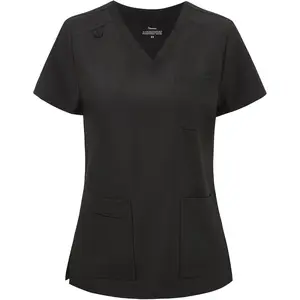 Scrub Tops for Women, Curved V-Neck Scrub Tops with 3 Pockets, Soft Stretch, Easy CareGift.