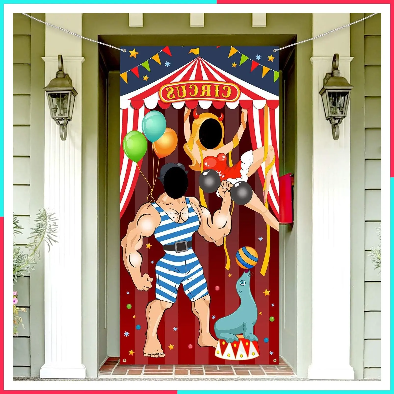 Carnival Circus Party Decorations - Large Photo Booth Backdrop for Circus Theme Birthday Party Outdoor & Indoor Family Game Supplies