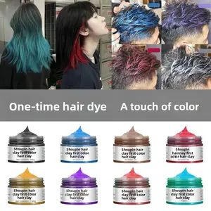 Hair Styling Color Clay in Granny Gray for Men, Temporary Colored Hair Wax with Dye