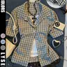 Summer New Y2K Style Casual Retro Sweet Cool Women's Short Sleeve Plaid Button Shirt Top, Casual Summer Tops, Trendy Fashion Top for Daily Wear, Comfortable and Stylish