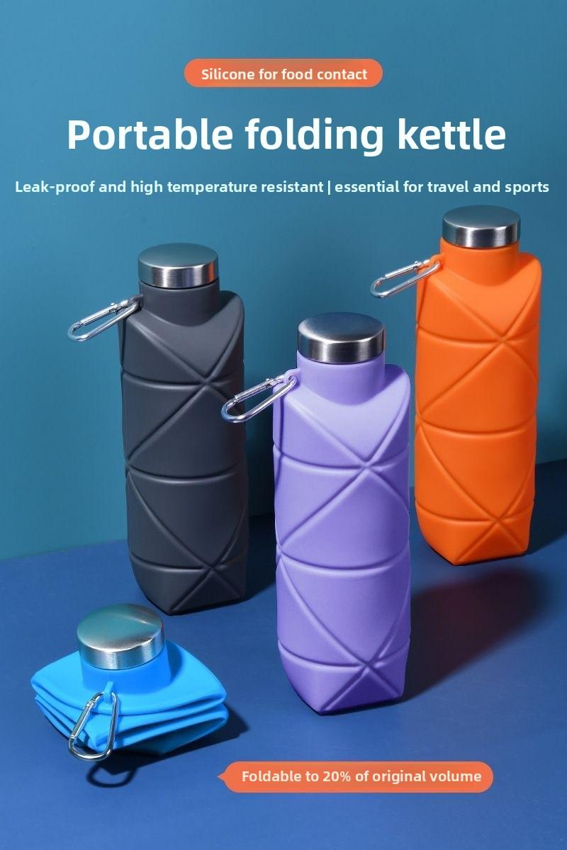 Platinum Silicone Diamond Foldable Cup 700ml Portable Water Bottle for Outdoor Sports