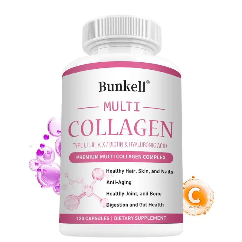 Bunkell Multi Collagen Complex - Types I, II, III, V, X with Biotin & Hyaluronic Acid
