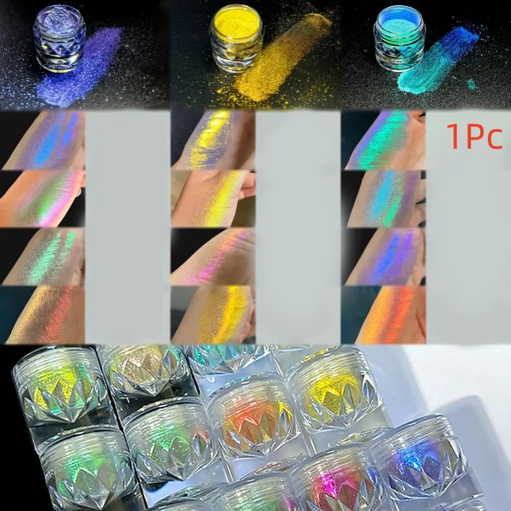 One Chameleon Glittering Eyeshadow Powder Polarizing Powder Metal Fluorescent Powder Chrome Bright Powder Multi-function Daily Cosmetic, Highly Pigmented Shades, Duo Chrome Glitter, Eye Shadow Makeup, Shimmer Highly Pigmented