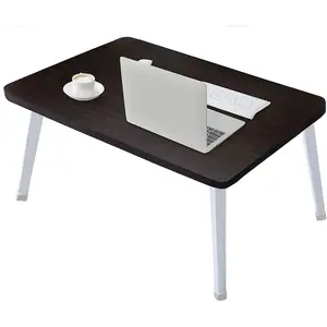 Portable Folding Table, 23.6*15.7 inch Sturdy Lap Desk with Wood Top for Bed, Compact Stand for Adults, Work and Outdoor Camping