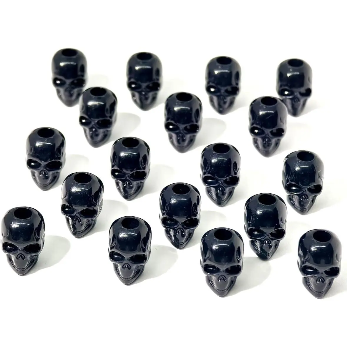 Synthetic Carved Detail Skull-Theme 15mm Large Hole Beads, 220-Count Absolute Black for DIY Bracelet, Phone Chain (Toys & Hobbies, DIY Beading & Jewelry Making)