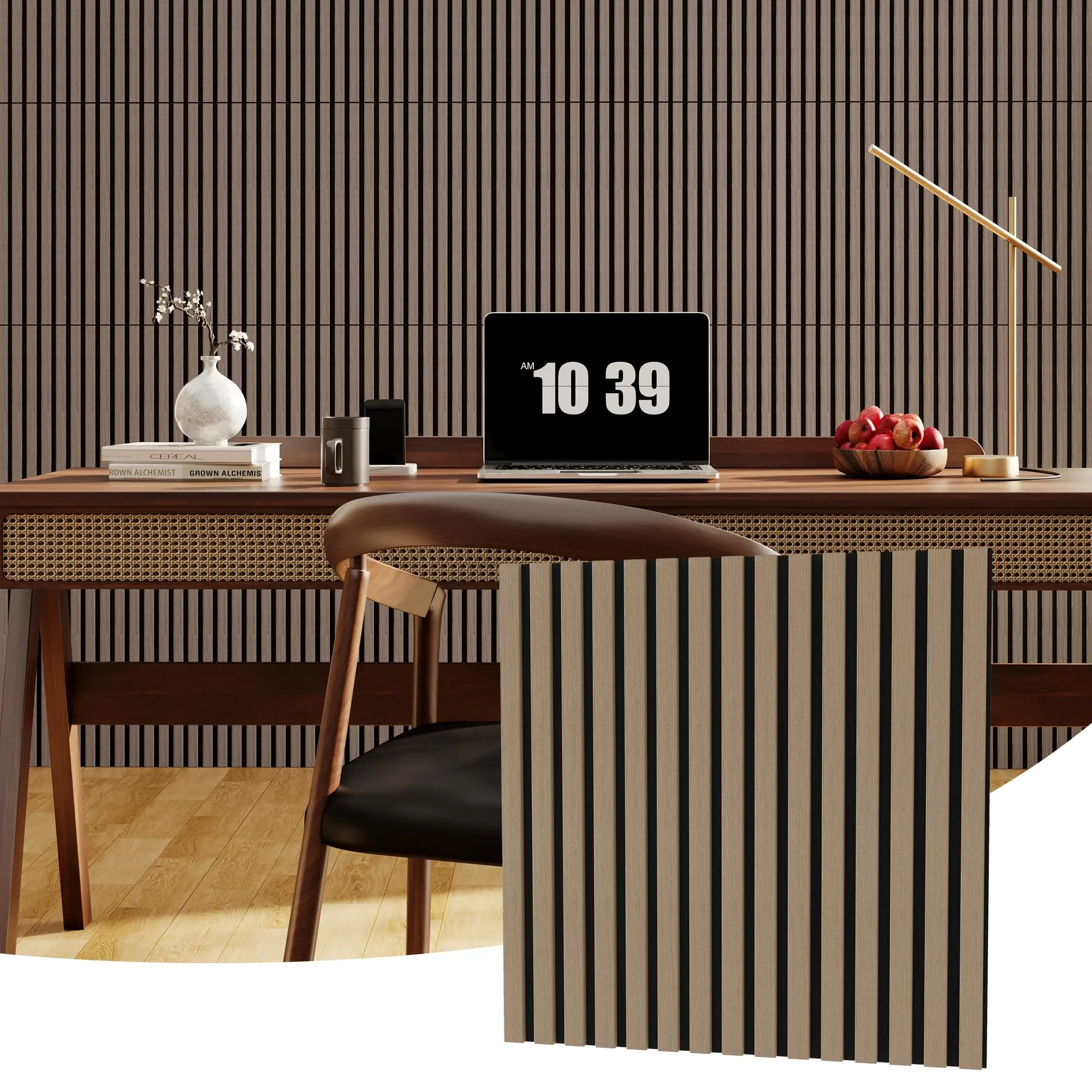 Wood Slat Wall Panels 6 Pack, 23.6" x 23.6" Acoustic Panel for Wall, Soundproof 3D Fluted Panel for Home, Panel Thick:0.47" (Cover Approx.23.2 sq.ft)