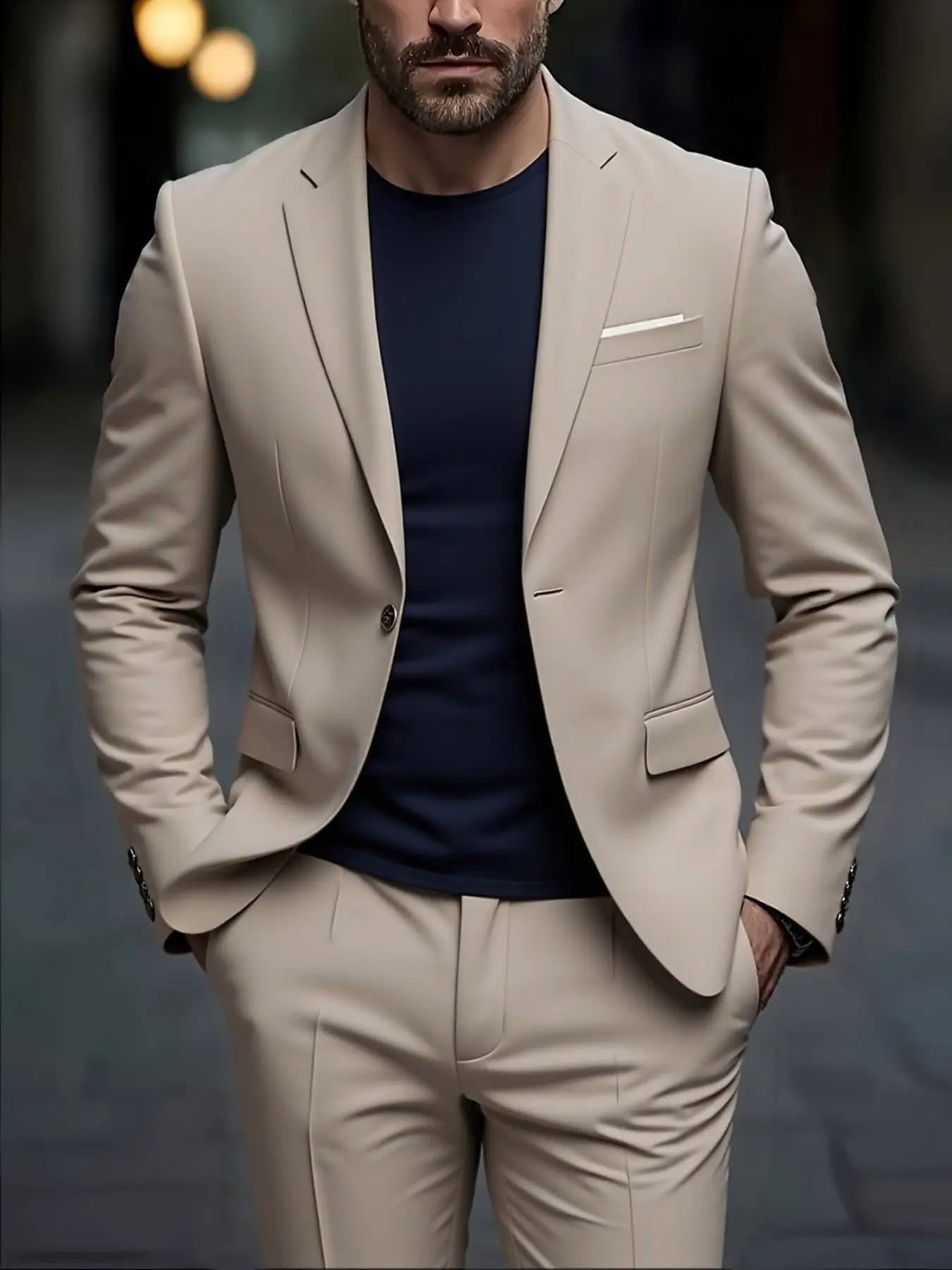 Men's Suit 2pcs Set, Blazer Suit, Lightweight Comfort Jacket And Pants, All-Season Wear for Wedding, Party And Event