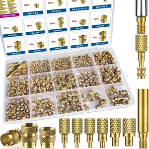 513 Metric Threaded Inserts with Heat Set Insert Tips, M2 M2.5 M3 M4 M5 M6 Female Thread Knurled Nuts  Kit, for Plastic and  Printing Components