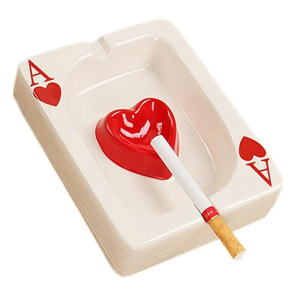 Ceramic Cigarette Ashtray - Waterproof, Smooth Tabletop Portable Home Decor, Ideal Gift for Boyfriend, Red for Indoor Home Office Use