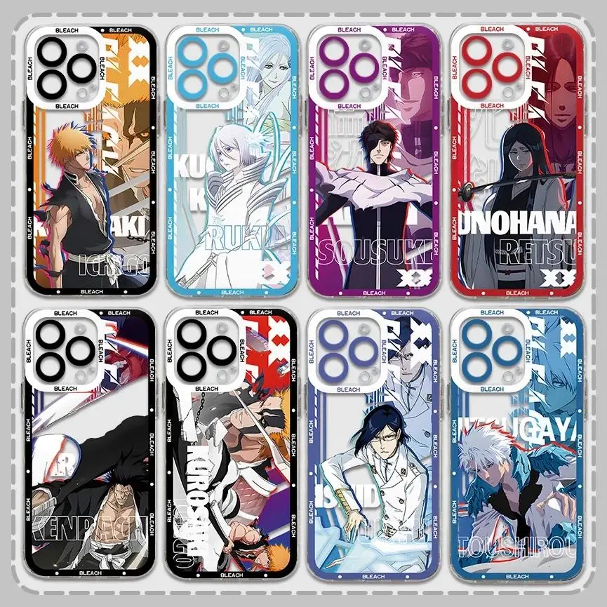 Anime Cartoon BLEACH Kenpachi Ichigo Silicone Phone Case, Flexible Wear-Resistant Washable Back Cover for iPhone 17, 16, 15, 14, 13, 12, 11 Pro Max Plus