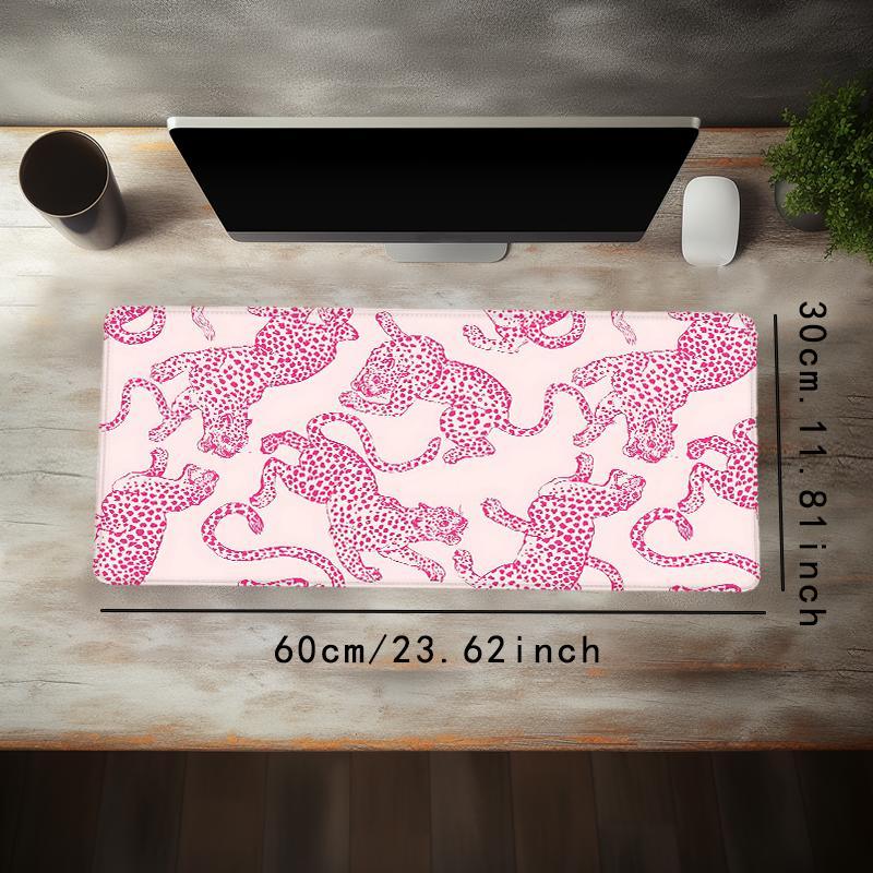 Stripes Leopard Pattern Large Gaming Mouse Pad, Non Slip Computer Keyboard Pad, Rubber Base Stitched Edge Mouse Pad, Desk Mat For Game Home Office & Women Gift, Gaming Desk Accessory