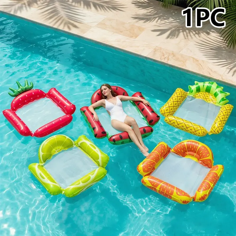 Fruit Shape Inflatable Float Bed, Foldable Backrest Mesh Floating Chair, Pool and Beach Party Lounge, Summer Outdoor Water Toy