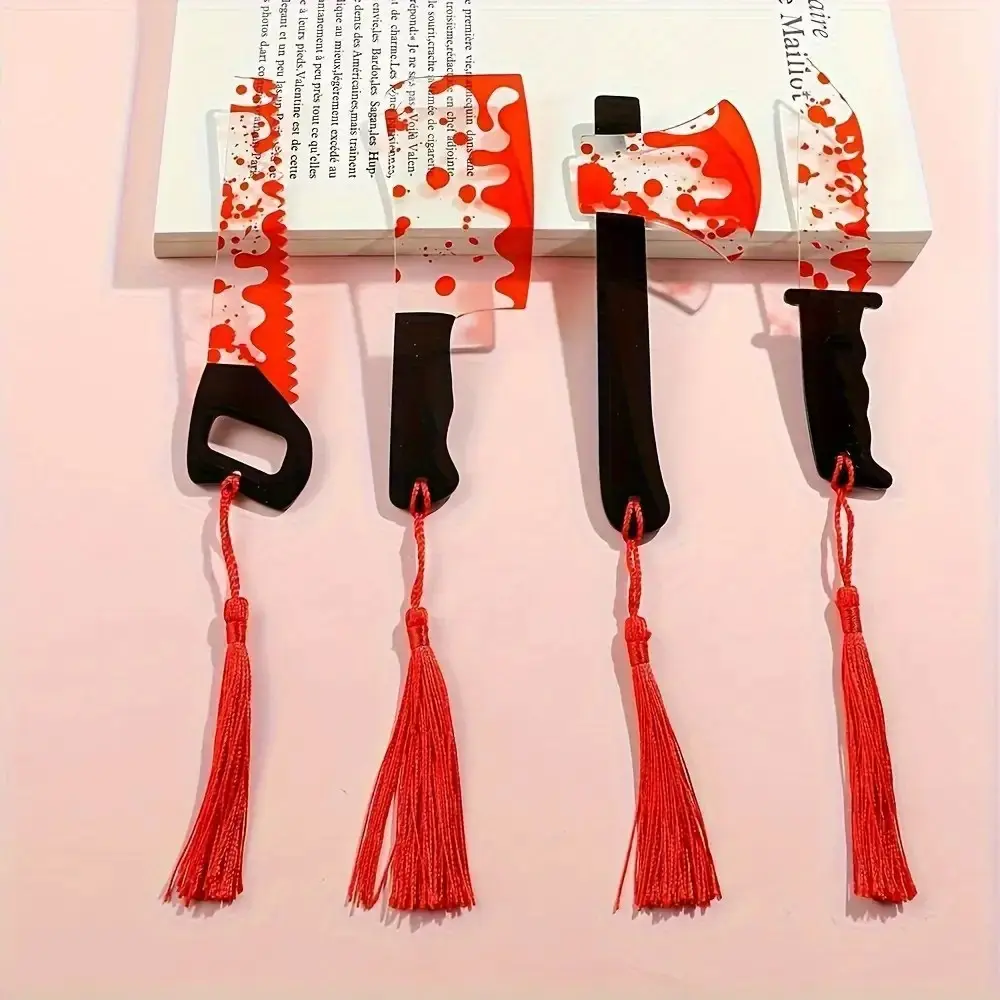 2D Acrylic Bookmarks, Transparent Horror Knife Shape, Ideal Gift for Book Lovers, Halloween Festival Present, No Power Required