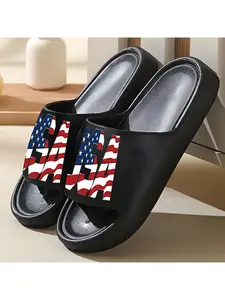 1 pair of unisex slippers, new style slippers, slippers with national flag and letter designs, indoor/outdoor slippers, holiday gift slippers, women's home shoes, room slippers, birthday gift slippers