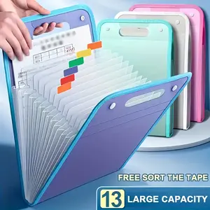 A4 File Folder, 13 Pockets Waterproof File Management Folder with Portable Handle, File Organizer for Students and Professionals, Multi Pocket Folder