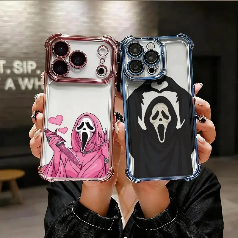 Vivid Print Pink Cute Ghost Heart Cellphone Case - Durable, Lightweight, Shockproof TPU Casing with Raised Edges Full Coverage, Anti-Slip Protector Accessory for iOS/Android iPhone 17,16 Pro Max,15,14 Plus,13,12,11,XR,XS & Galaxy S24 Plus,S23 Ultra