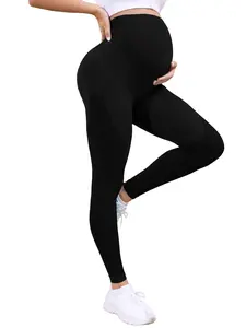 Seamless High-Waisted Pregnancy Leggings, Comfortable Breathable Workout Pants, Simple Solid Design, Ideal for Entire Pregnancy