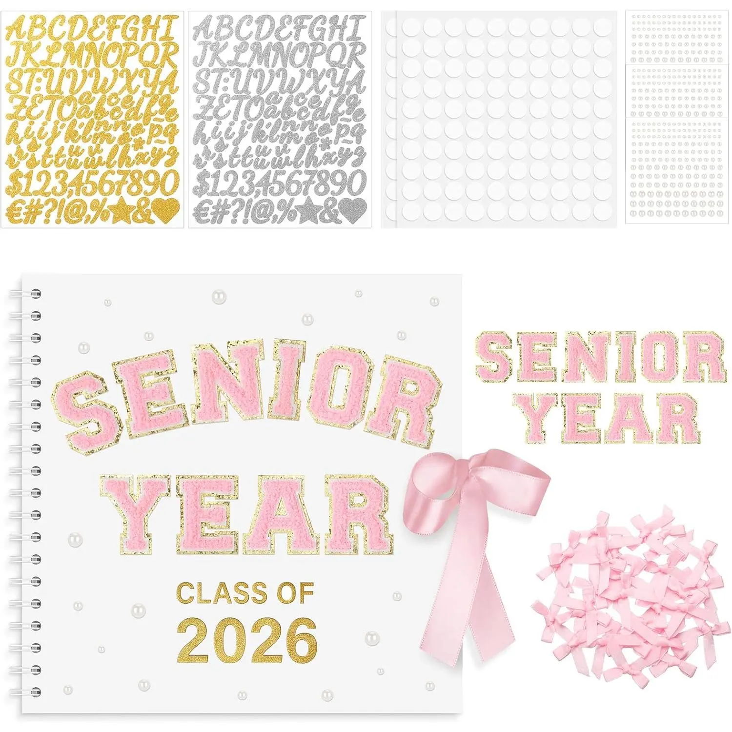 Senior 2026 Graduation Scrapbook Kit 10 x 10 Inch Class of 2026 DIY Memory Photo Book with Letter Stickers Graduation  for Senior 2026 Students