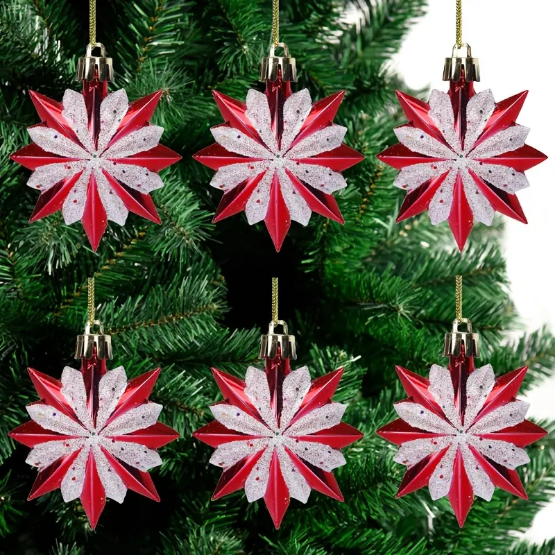2.36-inch 6-pack circular Christmas tree top decoration Christmas tree decoration