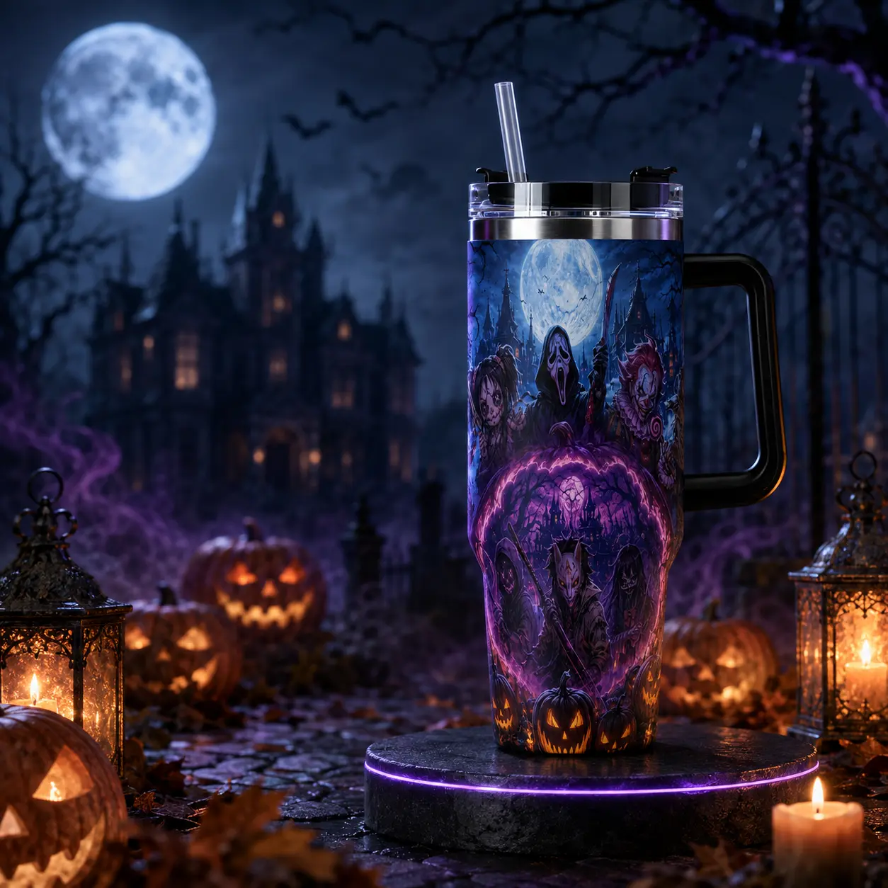 40oz Anime Idol Stainless Steel Travel Tumbler with Handle and Straw – Double Wall Vacuum Insulated Mug for Iced Matcha & Coffee