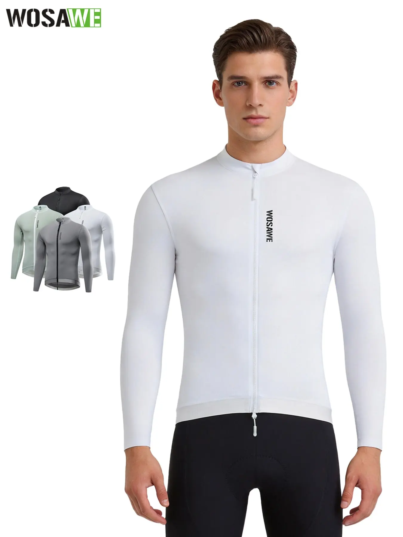 WOSAWE Men's Road Cycling Jersey - Breathable Slim-Fit with YKK Zipper & 3 Seamless Pockets, Reflective Safety
