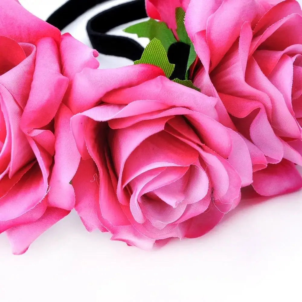 Bridal Headdress Hair Wreaths Floral Crown Hair Garland Wedding Headwear Rose Flower Headbands