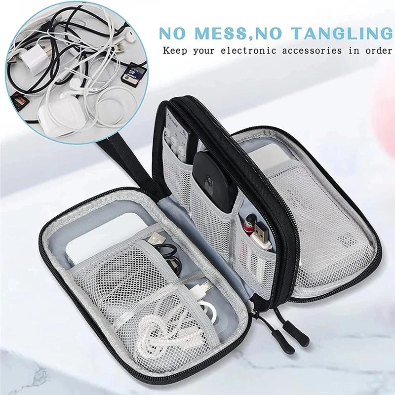 Travel Organizer Bag Cable Storage Pouch Carry Case Portable Waterproof Double Layers with random internal layout