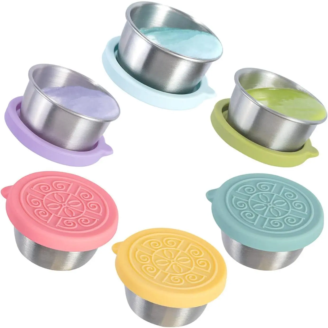 Salad Dressing Container To Go, 6x1.6oz Dressing Sauce Containers for Lunch Box, Stainless Steel Small Condiment Containers with ,  Dip Sauce Cups with , Leakproof Condiment Cups
