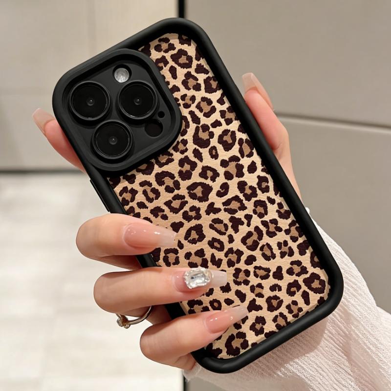 Leopard Print Pattern Case for iPhone 17 Pro Max 16 16e 15 14 Plus 13 12 11 Air XR X XS Plus Shockproof Drop Protection Rugged Durable Silicone Cover