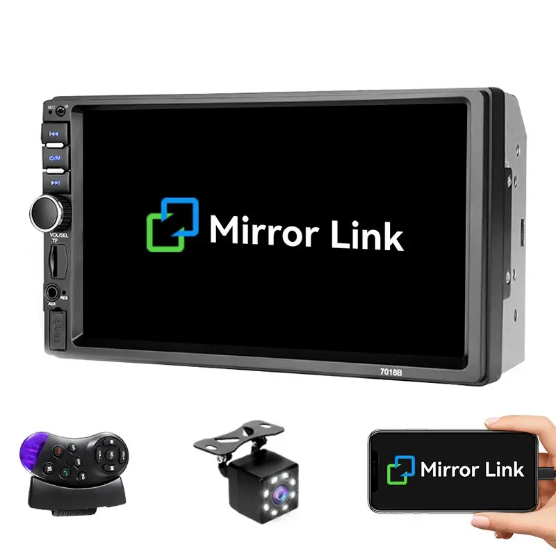 Venbes 7-Inch Dual Core Mp5 Car Player, Touchscreen Dashboard Control, Backup Camera, Mirror Link, Aux/TF/USB, High-Definition Display