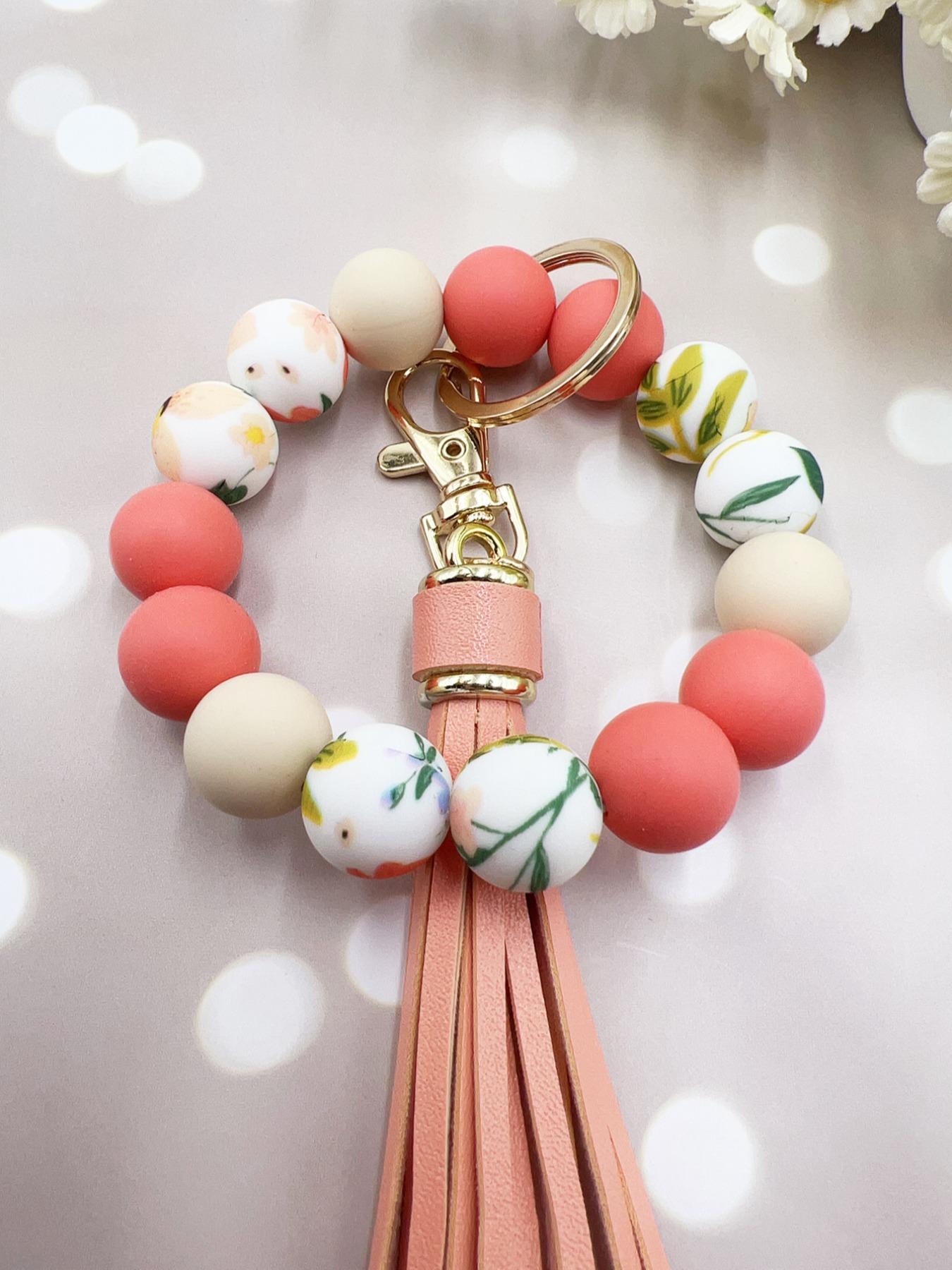 Women's Cute Colorblock Beaded Tassel Design Keychain, Trendy Exquisite Beaded Keychain, Charm, Chic Accessories for Daily & Party Decoration, Stylish Keychain