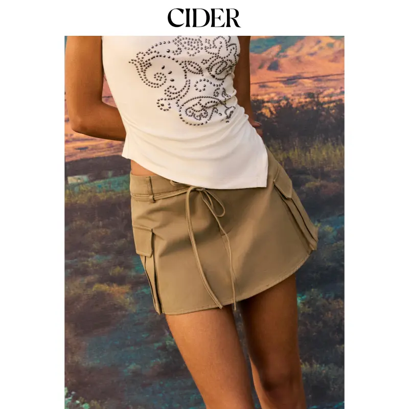 Cider Low Rise Draped A-line Mini Skort
