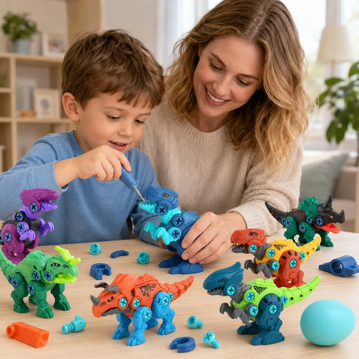 DIY Dinosaur Toy Kit, Educational Building Blocks, Block Figures, Interactive Learning Tool, Fun Stem Activity Set, Perfect Gift for Kids