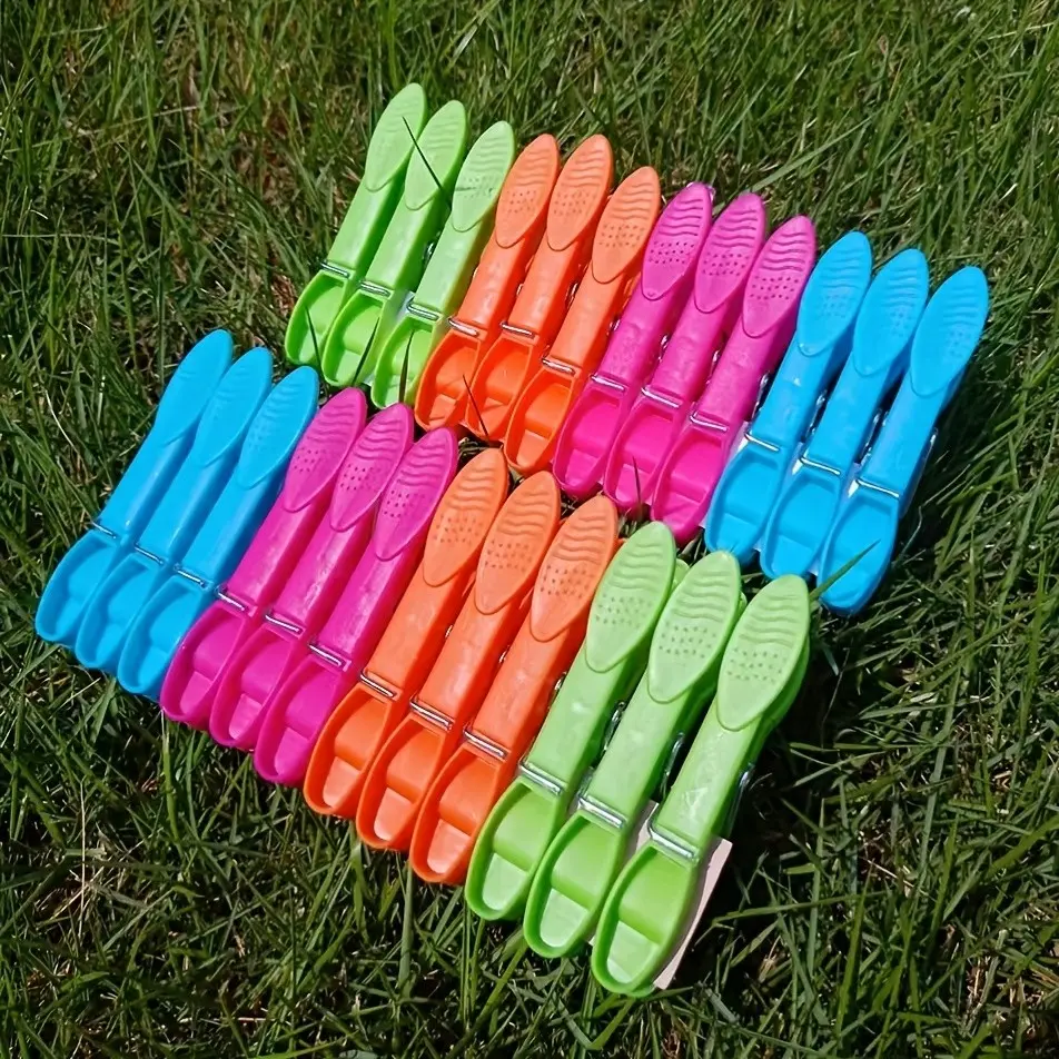 48pcs Mixed Color Plastic Heavy Duty Clothespins Set, Multi-Function Durable Hooks, Non-Slip Clips, Ideal for Drying and Home Organization