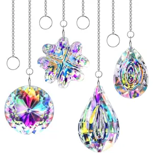 4pcs Crystal Suncatchers for Window Hanging Sun Catchers Indoor Rainbow Maker Crystals for Home Garden Decor Lamp Chandelier Lamp Prisms