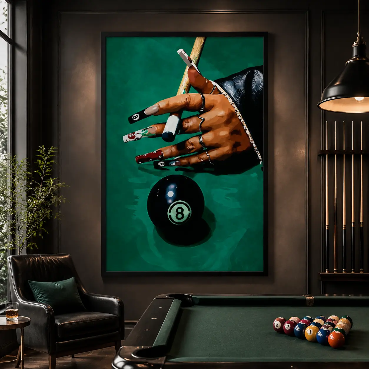 Black Girl 8 Ball Pool Wall Art Black Woman Canvas Print Billiards Inspired Poster Afrocentric Artwork Decor for Bedroom Game Room and Home