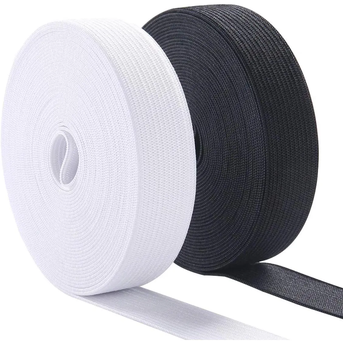 Knit Elastic Bands for Sewing Heavy Stretch High Elasticity Flat Elastic Cord 3/5 Inch Wide Braided Elastic Spool 10 Yard (5 Yard White,5 Yard Black)