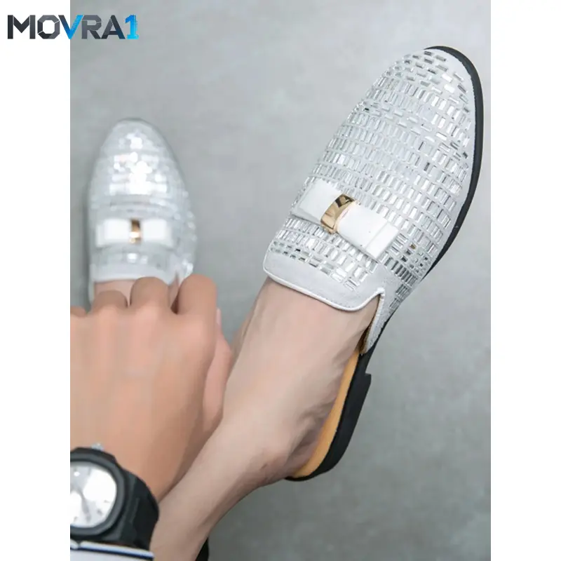MOVRA1 Men's Trendy Half Slipper Mules Bowknot New-End Breathable Casual Lazy Walking Shoes, Fashionable Daily Wear Footwear