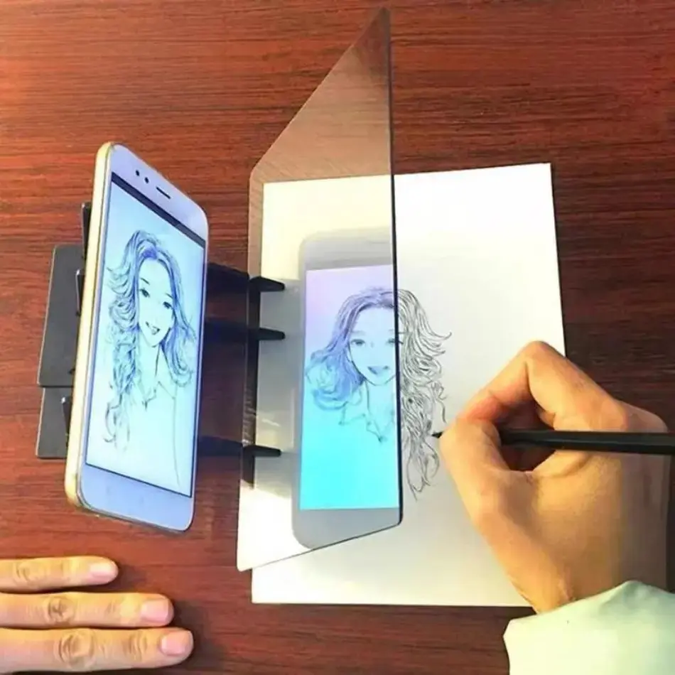 Optical Tracing Board Drawing Projector - Plastic Phone Sketching Aid for Kids, Polyester Art Craft Supplies for DIY Practice (Bag Organizer Accessory), Diy Tool, Sketch Guide, Phone Compatible, Diy Sketching Practice