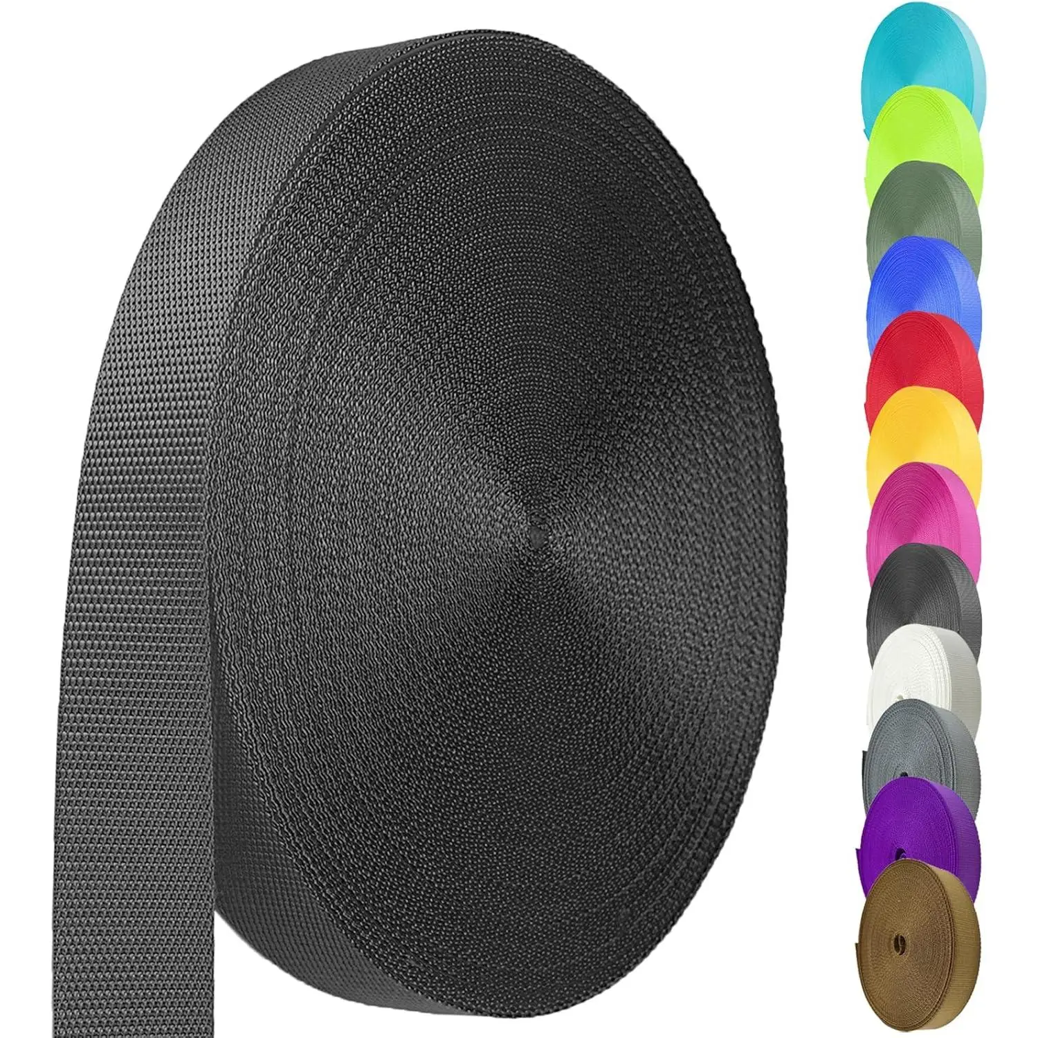 Nylon Webbing 1 Inch 1.5 Inch, Heavy Duty Nylon Webbing Strap 12 Yard, Durable Nylon Strapping for Indoor or Outdoor Gear, DIY Crafting, Repairing, (Black, 12 Yard)