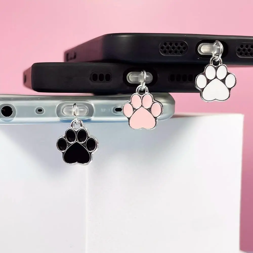 Cute Cat Paw Heart Phone Charm and Dust Plug, Durable Port Protector for Lightning & Type-C Phone Accessories, Dustproof, Cell Phone Accessories, Kawaii Charms