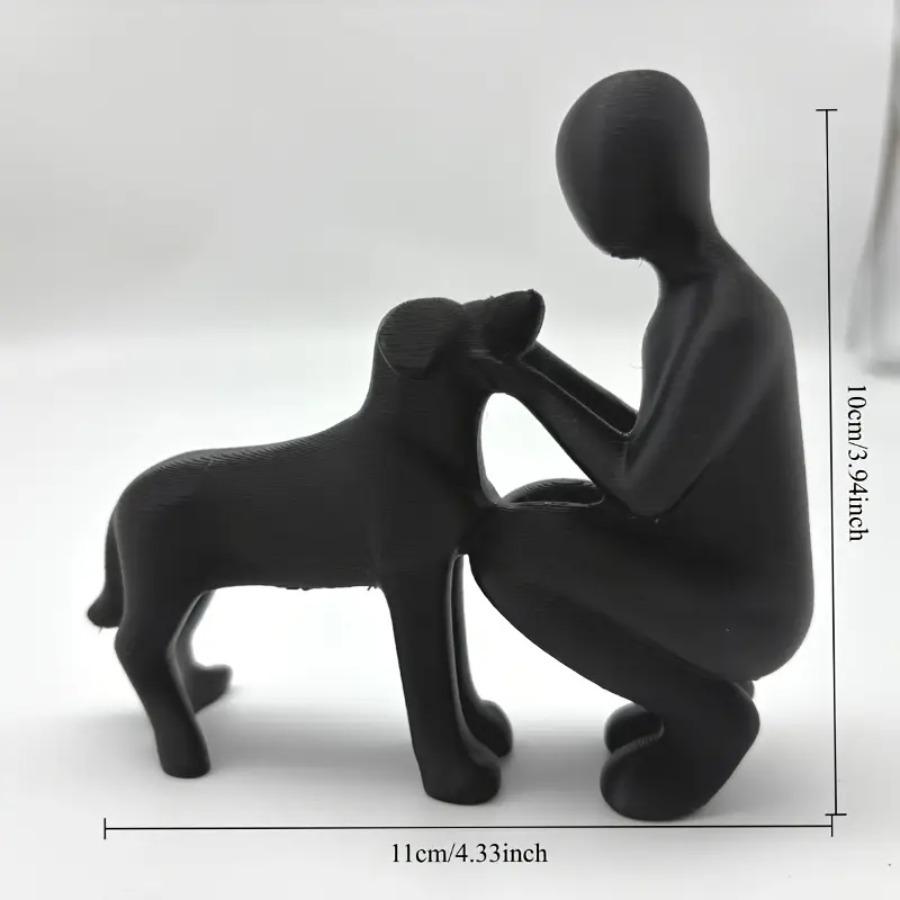 Man & Dog Friendship Statue, Dog Lover Desk Decor, Pet Memorial Gift
