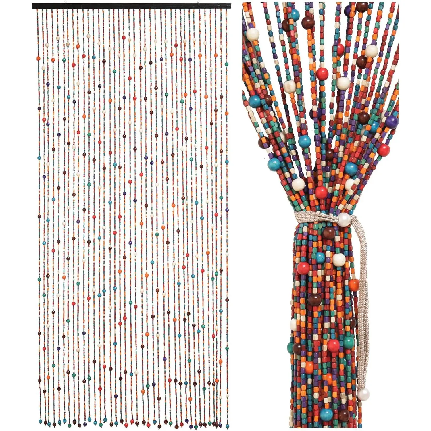 38 Strands Bamboo for Doorways Multi-Scenario Application Curtains as Insect Screen for Bedroom or Balcony 35.4" x 78.7", Rainbow